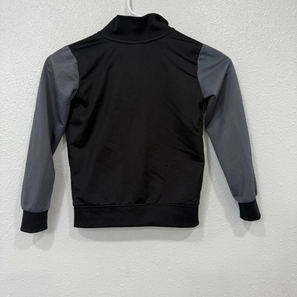 Nike Kids Track Jacket Black Gray Zip Up‎ Logo Athletic Size S 5 4-5 Years
